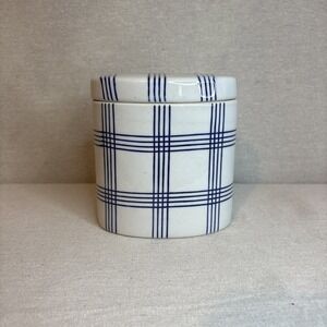 Wisteria Porcelain Tea Jar Blue White Plaid Pattern‎ Asian Theme Decorative